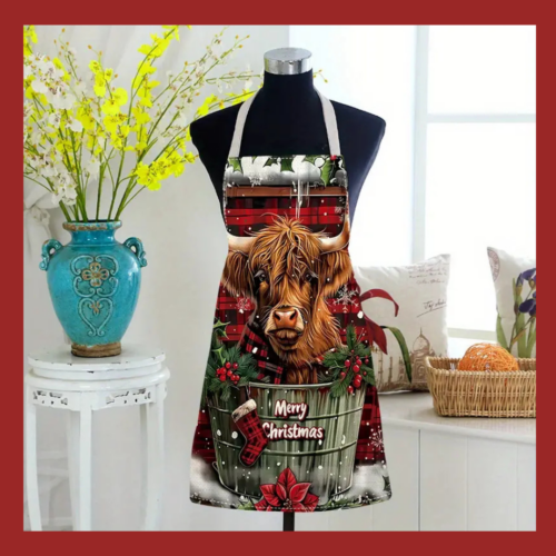 Apron: Christmas Highland Cow